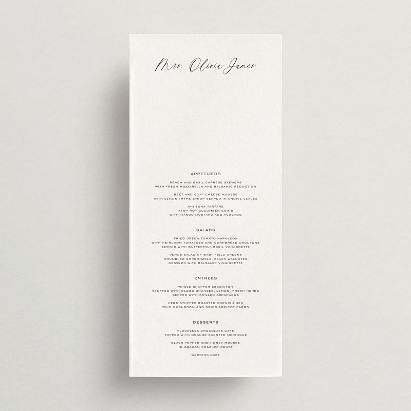 RUSH ORDER Menu/Place Card - Siena Collection