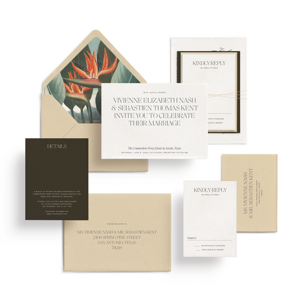 Curated 3 or 5-Piece Invitation Suite Set (Lucca Collection - Modern Tropical)