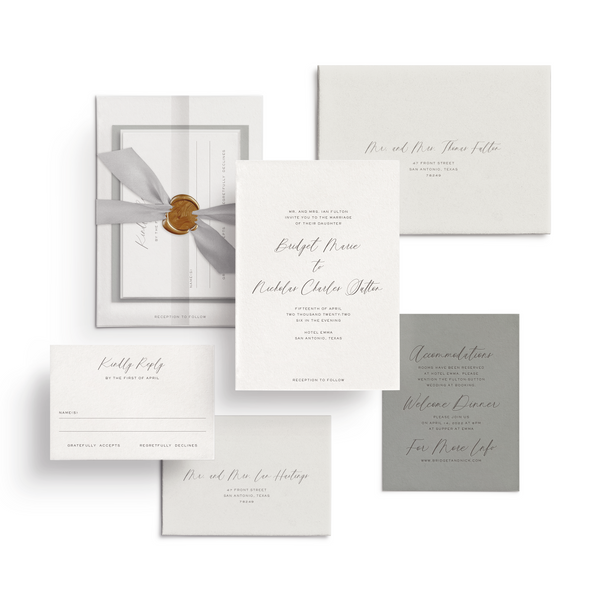 Curated 3 or 5-Piece Invitation Suite Set (Siena Collection - Pale Grey)
