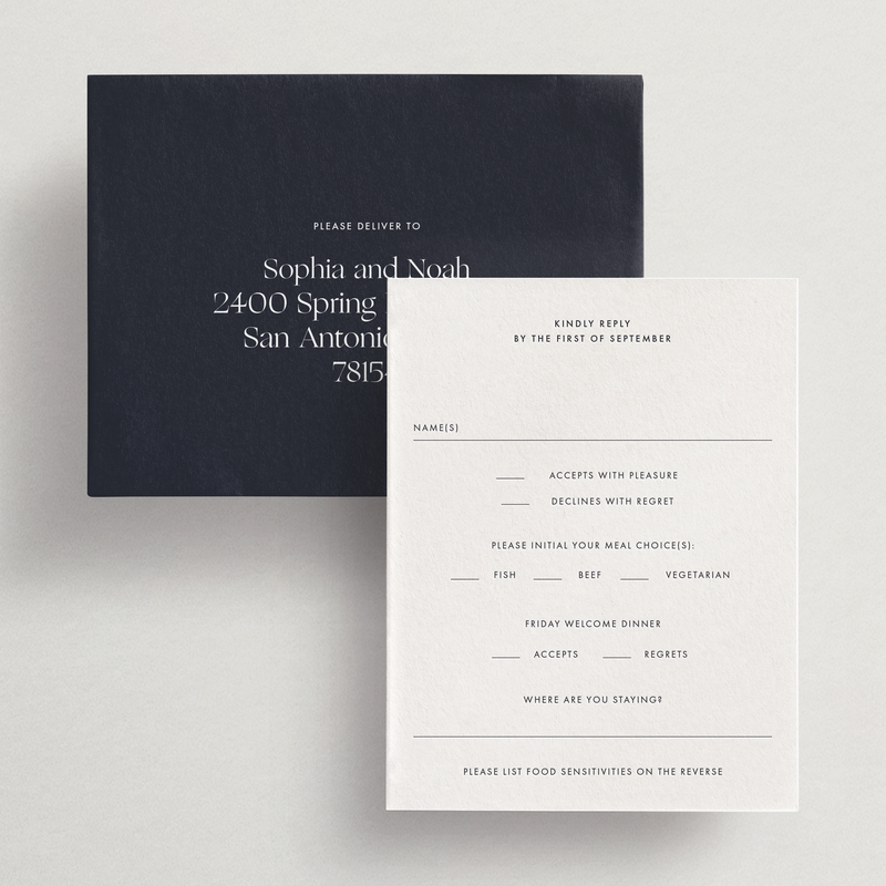 Detailed Response Card/Envelope (With Meals/Events)