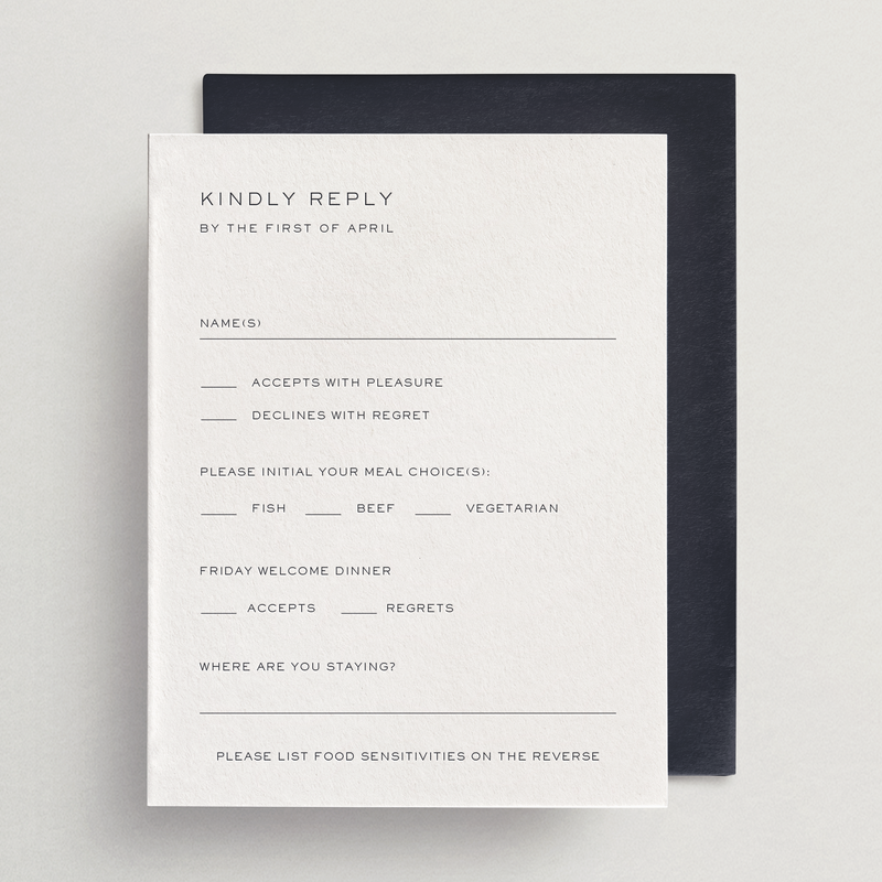 Detailed Response Card/Envelope (With Meals/Events)