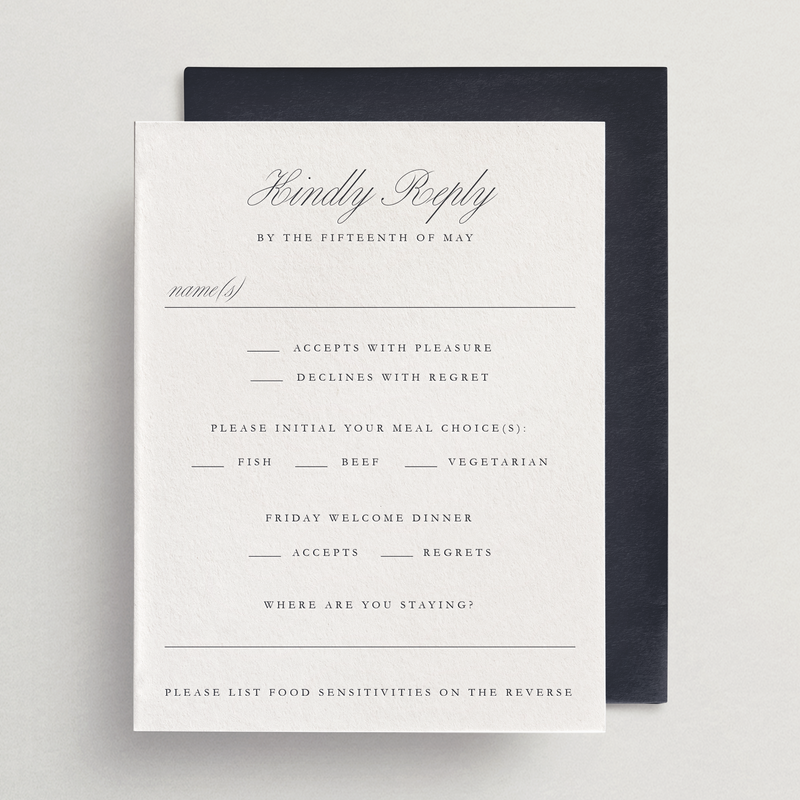 Detailed Response Card/Envelope (With Meals/Events)