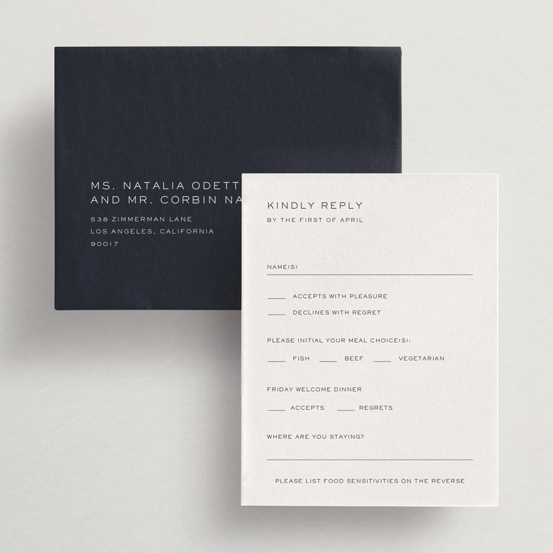 Response Card/Envelope (With Meals/Events) - Modena Collection