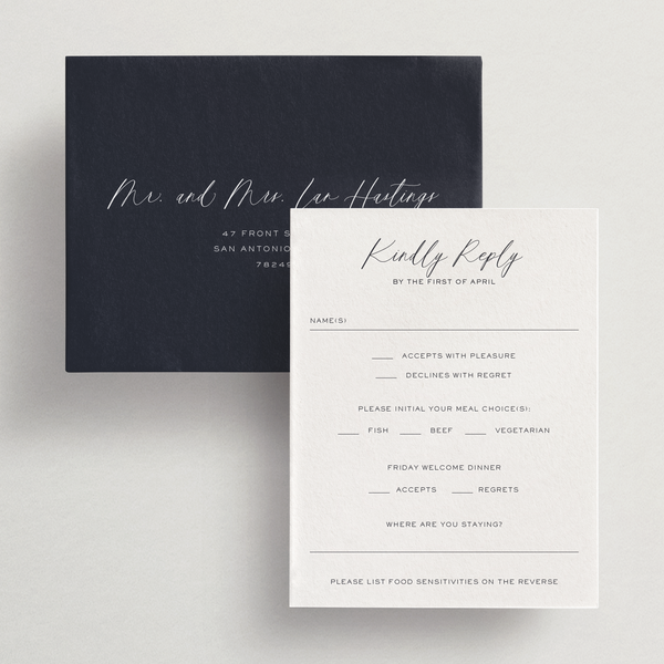 Detailed Response Card/Envelope (With Meals/Events)