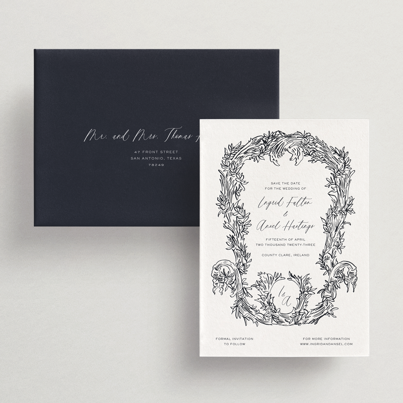 Save-the-Date Card/Envelope - Ornate Border - Siena Collection