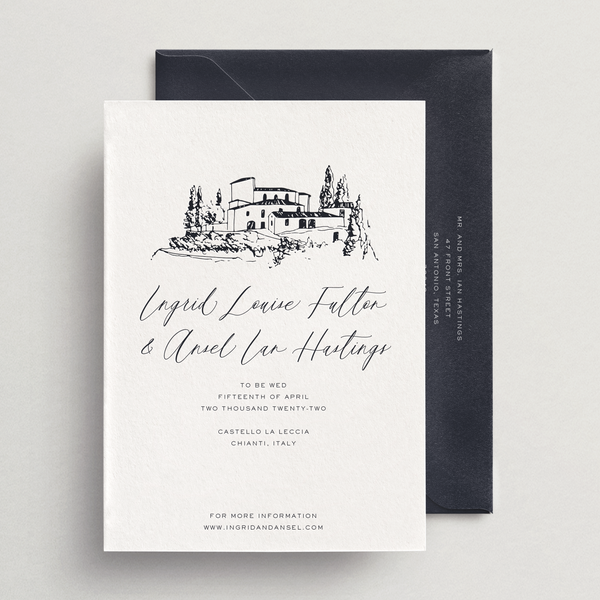 Save-the-Date Card/Envelope - Custom Venue Illustration