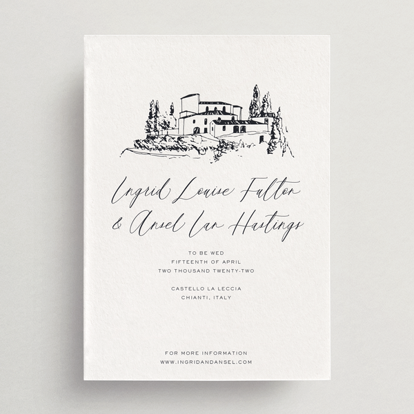 Save-the-Date Card/Envelope - Custom Venue Illustration