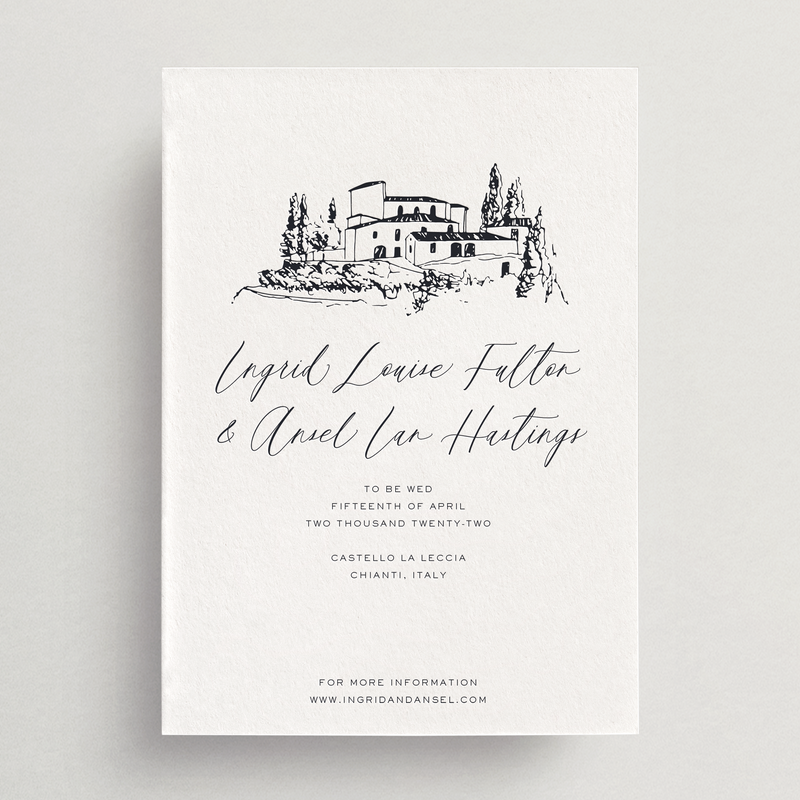 Save-the-Date Card/Envelope - Custom Venue Illustration