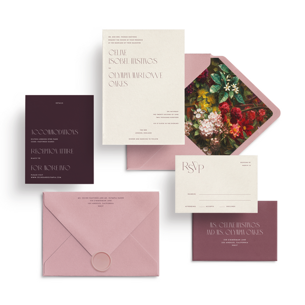 Curated 3 or 5-Piece Invitation Suite Set (Tivoli Collection - Shades of Rose)