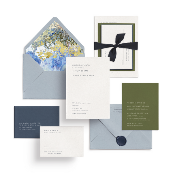 Curated 3 or 5-Piece Invitation Suite Set (Modena Collection - Spring Blues)